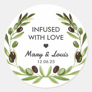Infused with love Olive Oil Wedding Favour Label