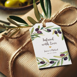 Infused with Love Olive Oil Wedding Favours Foliag Gift Tags