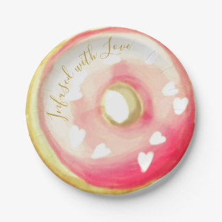 Infused with Love Pale Pink frosted doughnut Paper Plate