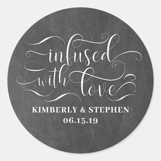 Infused With Love Wedding Classic Round Sticker (Front)
