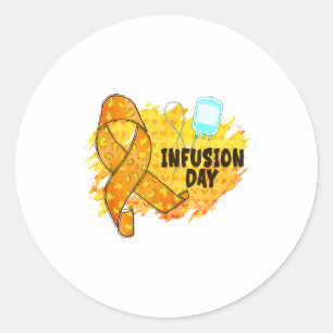 Infusion Day Multiple Sclerosis Awareness Orange R Classic Round Sticker