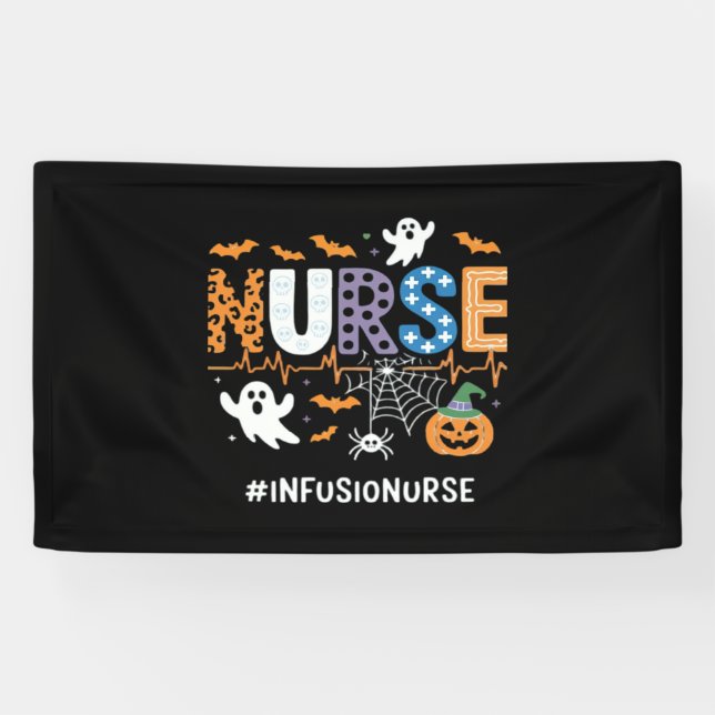 Infusion Nurse Nursing Stethoscope Halloween Essen Banner (Horizontal)