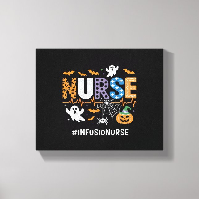 Infusion Nurse Nursing Stethoscope Halloween Essen Canvas Print (Front)