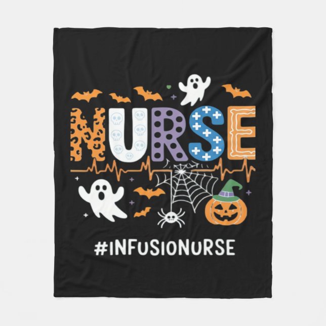 Infusion Nurse Nursing Stethoscope Halloween Essen Fleece Blanket (Front)