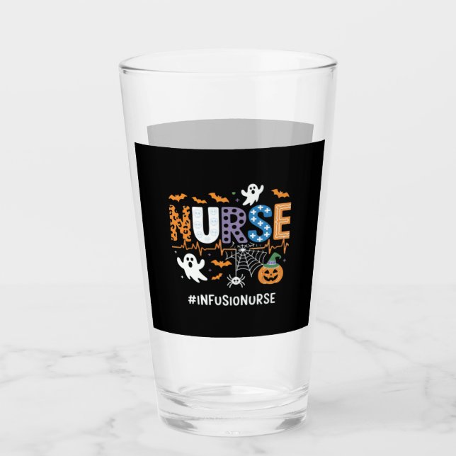 Infusion Nurse Nursing Stethoscope Halloween Essen Glass (Front)