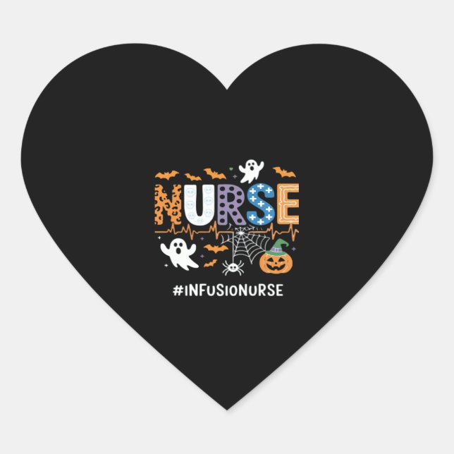 Infusion Nurse Nursing Stethoscope Halloween Essen Heart Sticker (Front)
