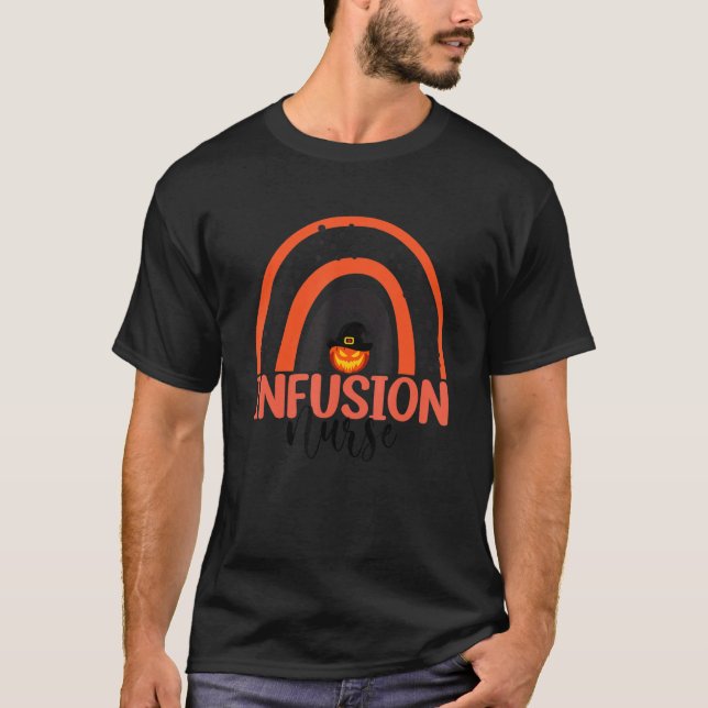 Infusion Nursing Halloween Pumpkin Rainbow Infusio T-Shirt (Front)