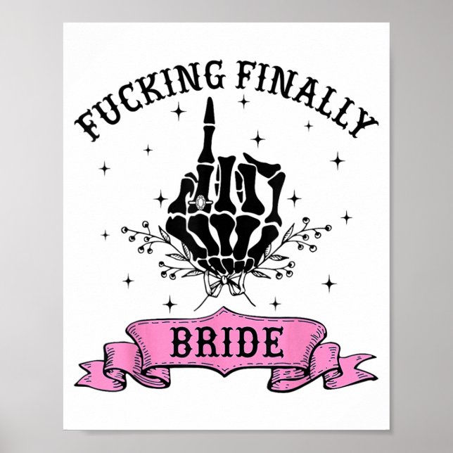 Ing Finally Bride Skeleton Hand Halloween Bachelor Poster (Front)