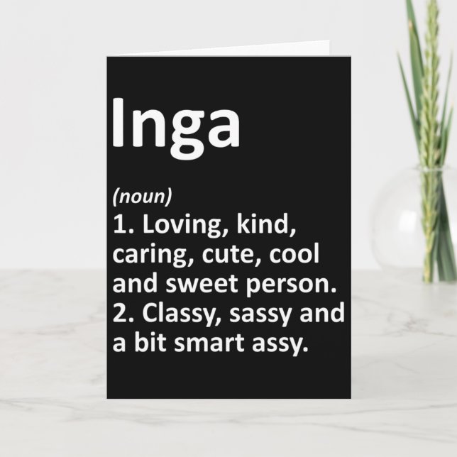 Inga Definition Personalised Name Funny Birthday G Card (Front)