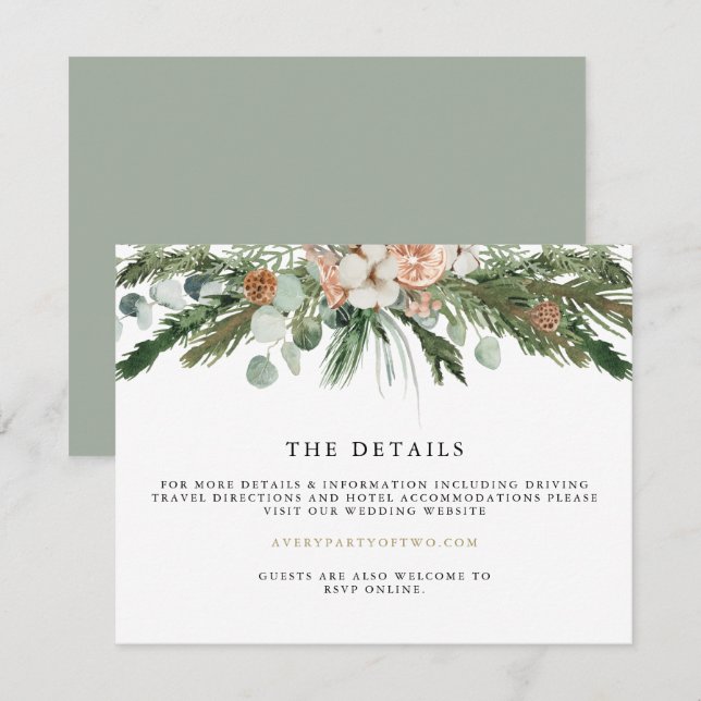 INGE Cosy Scandinavian Winter Wedding Details Card (Front/Back)