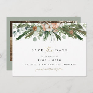 INGE Scandinavian Winter Greenery Save the Date Invitation