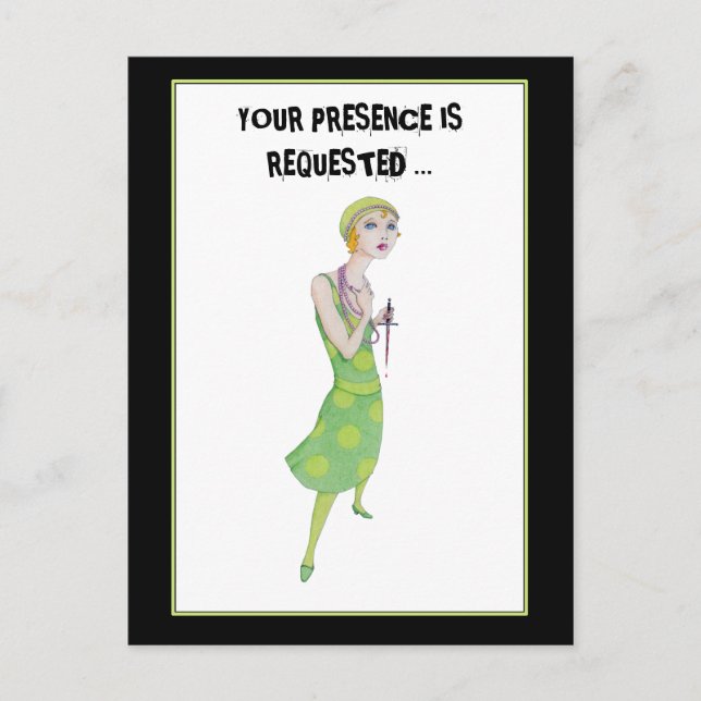 Ingenue Murder Mystery Invitation Postcard (Front)