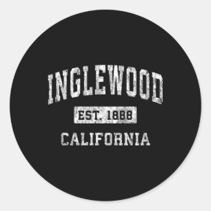 Inglewood California Ca Established Sports Classic Round Sticker