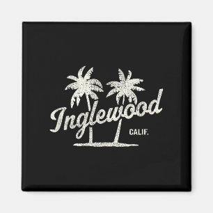 Inglewood California Vintage 70s Palm Trees Graphi Magnet
