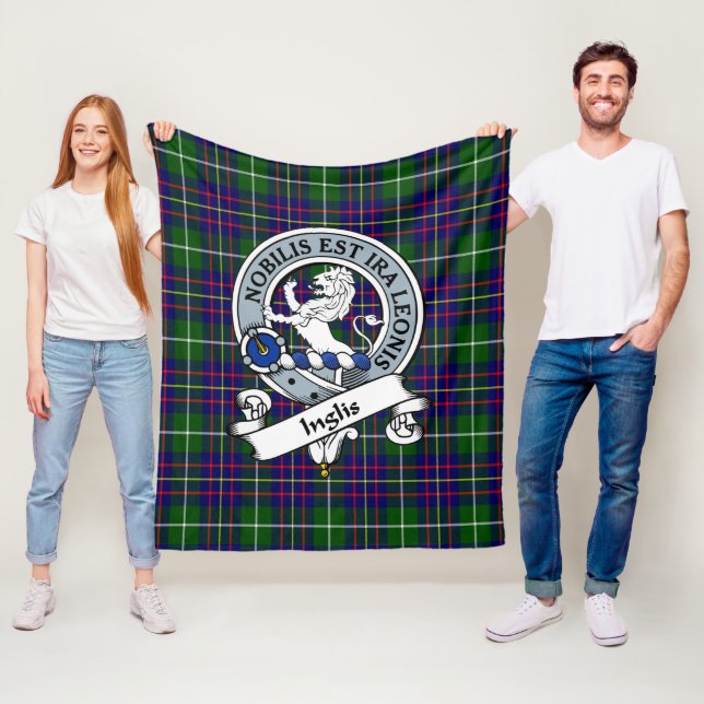 Inglis Modern Clan Badge Tartan Plaid Fleece Blanket (In Situ)