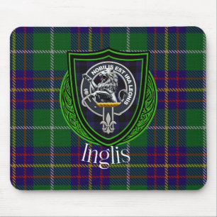 Inglis Scottish Clan Tartan and Crest Mouse Mat