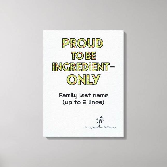 Ingredient-Only Household Canvas Print (Front)