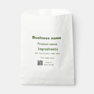 Ingredients add product name weight scan Q R detai Favour Bags