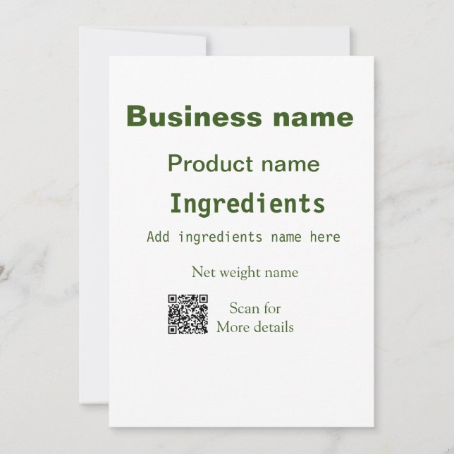 Ingredients add product name weight scan Q R detai Holiday Card (Front)