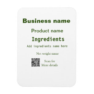 Ingredients add product name weight scan Q R detai Magnet
