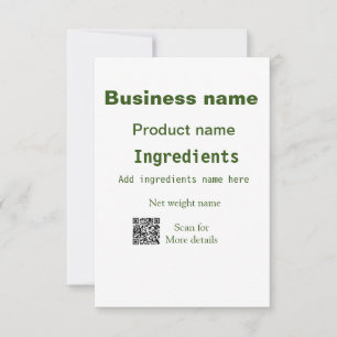 Ingredients add product name weight scan Q R detai Thank You Card
