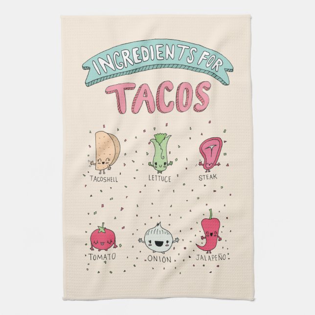 INGREDIENTS FOR TACOS TEA TOWEL (Vertical)