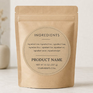 Ingredients Kraft Paper Product Label