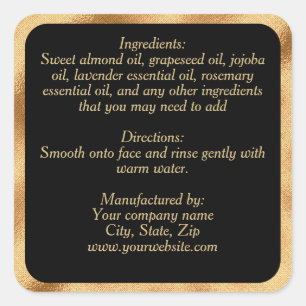 ingredients label - black gold square