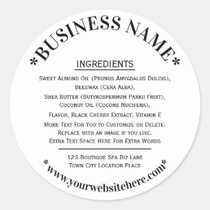 Ingredients Label White Black