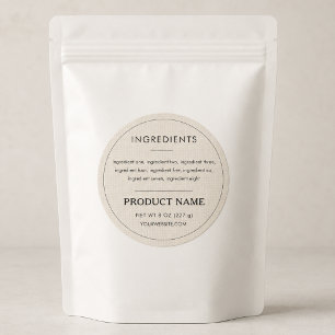 Ingredients Linen Small Business Product Label
