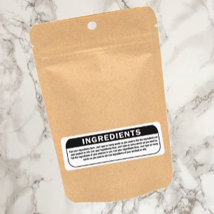 Ingredients list for products