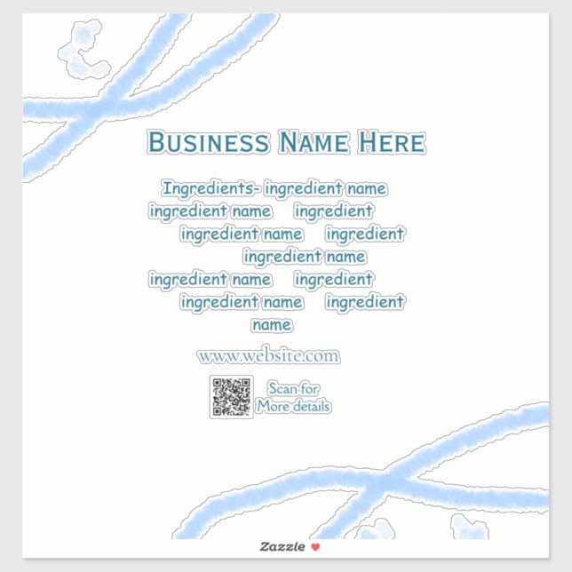 Ingredients name add business name website QR code (Sheet)