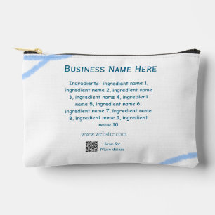 Ingredients name add business name website QR code Accessory Pouch