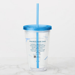 Ingredients name add business name website QR code Acrylic Tumbler