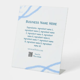 Ingredients name add business name website QR code Pedestal Sign