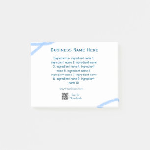 Ingredients name add business name website QR code Post-it Notes