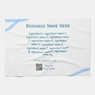 Ingredients name add business name website QR code Tea Towel