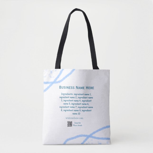 Ingredients name add business name website QR code Tote Bag (Front)