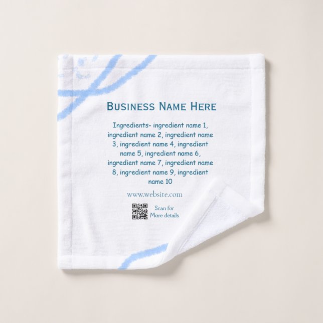 Ingredients name add business name website QR code Wash Cloth (Wash Cloth)