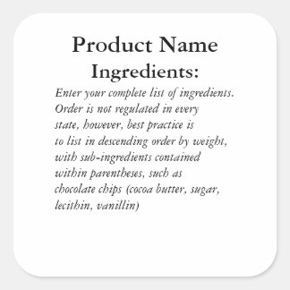 Ingredients only Cottage Law Sticker Label