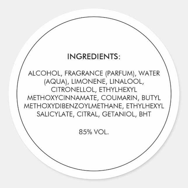 Ingredients Product Label (Front)