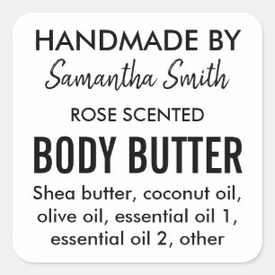 Ingredients simple body butter product label