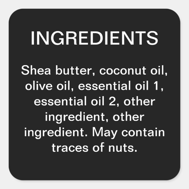 Ingredients simple business product label sticker (Front)