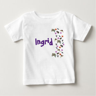 Ingrid, Name Logo With Australian Wildlife,  Baby T-Shirt