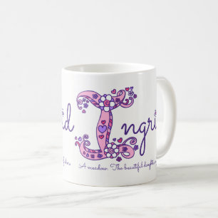 Ingrid name meaning decorative I monogram mug
