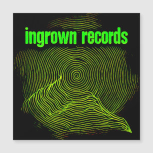 Ingrown Records Green Woodcut Spiral Large Magnet