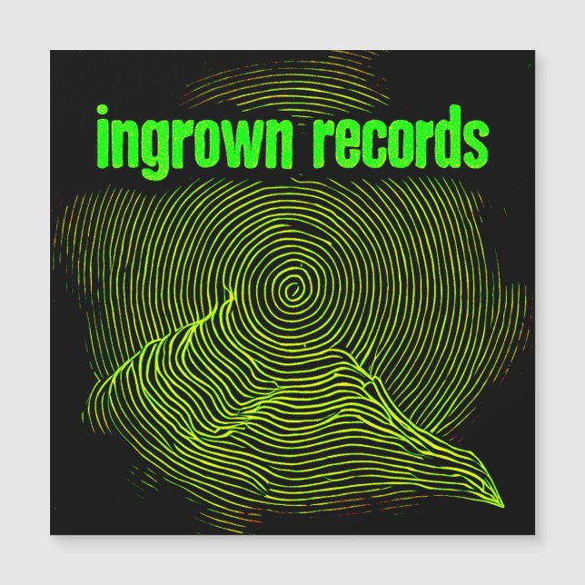 Ingrown Records Green Woodcut Spiral Large Magnet (Front)