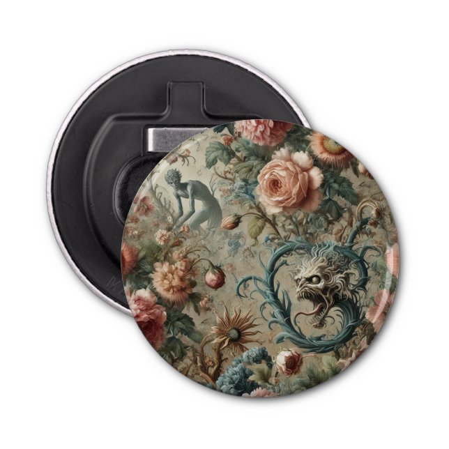Inhabitable Doom – Gothic Victorian Floral Design Bottle Opener (Front)