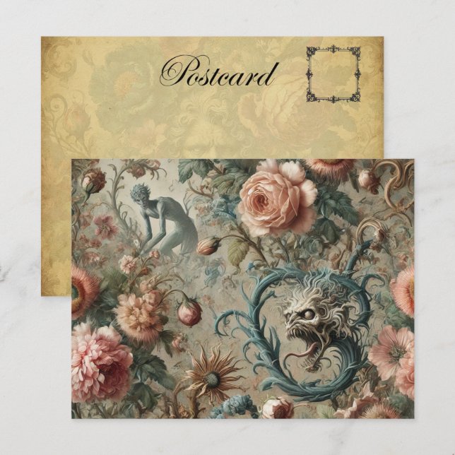 Inhabitable Doom – Gothic Victorian Floral Design Holiday Postcard (Front/Back)