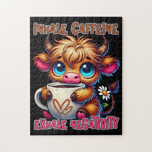Inhale Caffeine Exhale Negativity  Jigsaw Puzzle (Vertical)